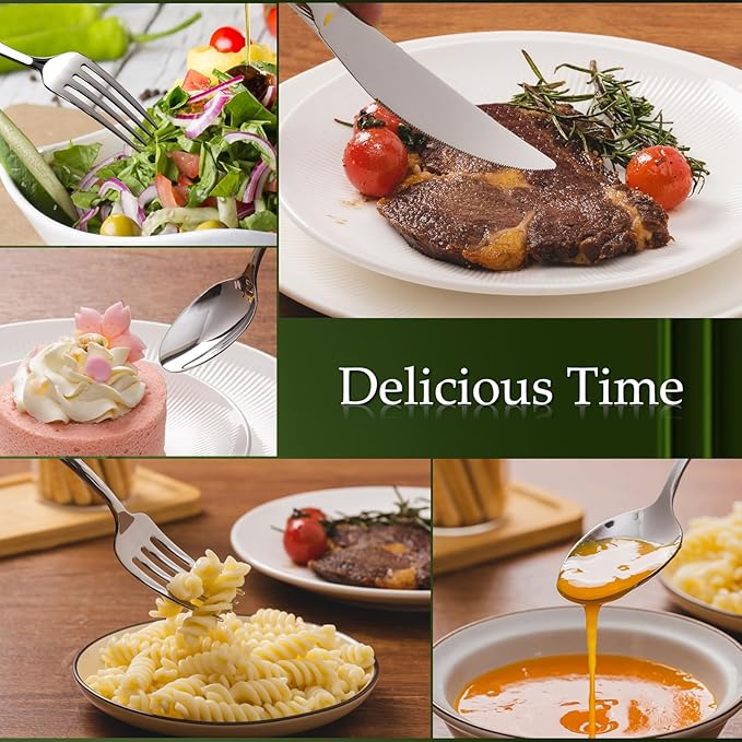 Aisoso 60-Piece High-End Silverware Set with Stone Patterned Handle Mirror Finished Stainless Steel Serving Utensils for 12, Durability and Dishwasher Safe for Home, Restaurant, Weddings