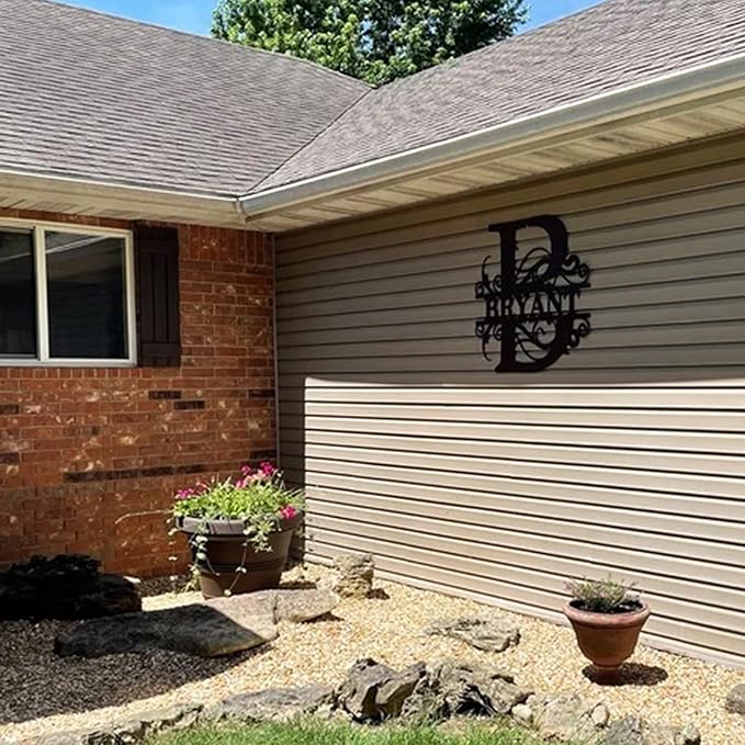 Custom Metal Last Name Monogram Sign – Personalized Wedding, Housewarming, or Outdoor Wall Decor