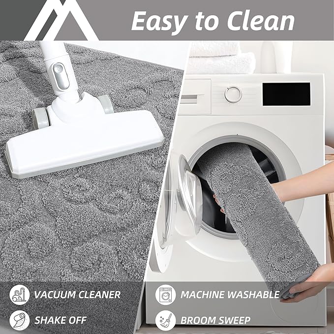 COSY HOMEER-Door-Mat-Non-Slip-Entryway-Rugs 20”x32” Absorbent Welcome Mats Washable Dirt Trapper Door Mat Entrance Floor Mats for Front Back Doormats and Wet Shoes,Grey