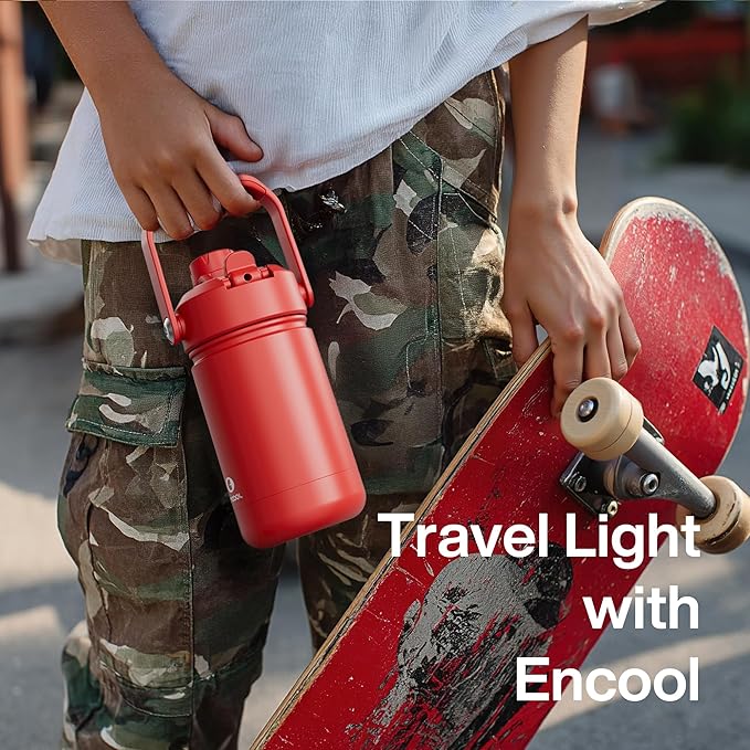 Kids Insualated Water Bottle with Straw - 12oz Stainless Steel Water Bottle with Dual Spouts, Leak-Proof, BPA-Free, Double Wall Vacuum Keeps Cold for 24 Hours for Sports, Travel, School (Peach Dream)
