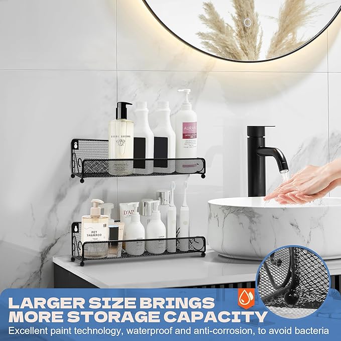 2 pack spice rack organizer for wall mounted or countertop, Jars Storage Organizer, Cabinet Holder, kitchen metal spice seasoning storage for RVs, Cabinet, Pantry Doors, Bathroom, Shower, Home Decor