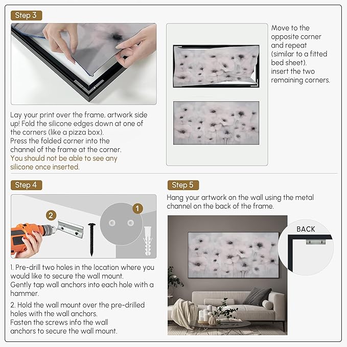 36"x72" Extra Large Framed Wall Art Soft White Poppies Watercolor Floral, Delicate Botanical for Home Living Room Bedroom Decor (Frame Assembly Required)