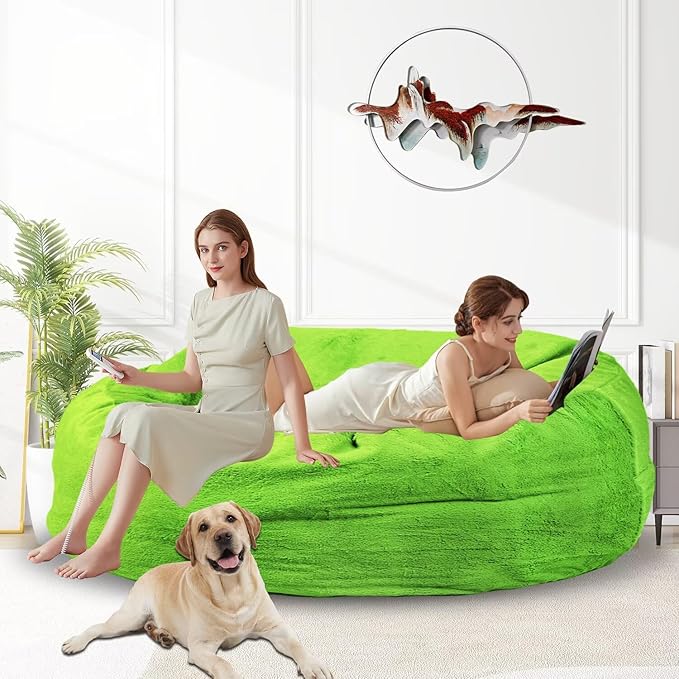 Bean Bag Chair for Adults 6FT,Soft Removable Cover for Teens/Girls Bedroom,Fluffy Giant Round Floor Beanbag Lounger Chairs (No Filler,Green)