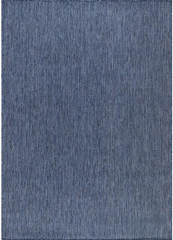 Washable Indoor Outdoor Rug 5x7 Weather Resistant Area Rugs Modern Solid for Porch Deck Balcony Backyard Patio Outside Carpet (5 X 7 Azure Blue)