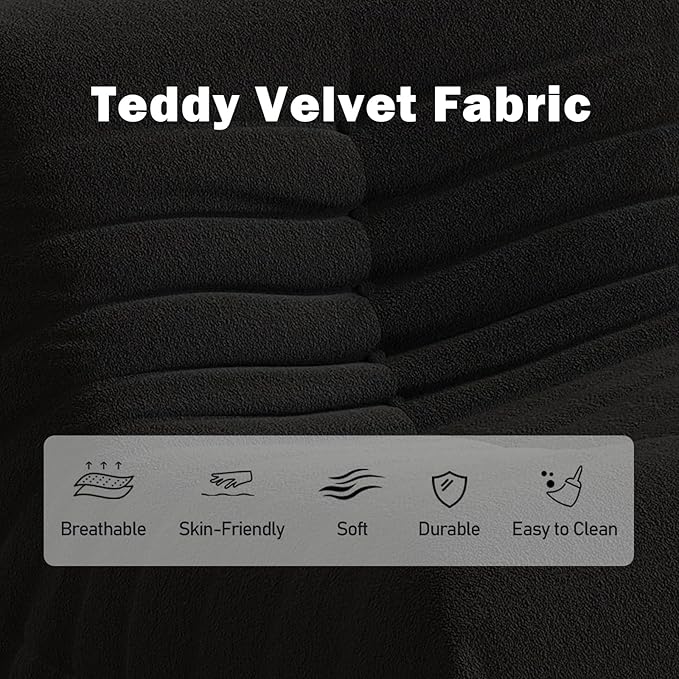 Bean Bag Chair, Memory Foam Bean Bag Sofa Large Bean Bag Chair for Adults, Bean Bag Chairs for Teens with High Density Comfortable Foam, Bean Bag for Living Room, Bedroom (Black)