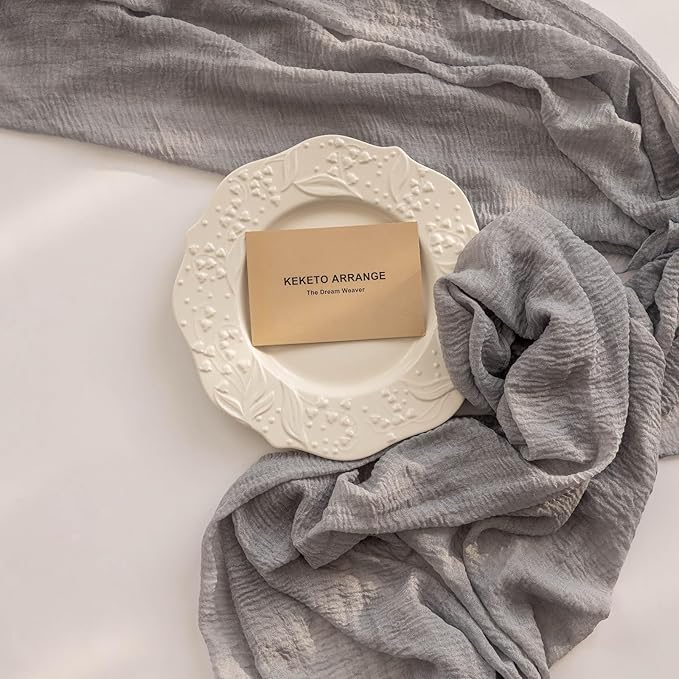 Cheesecloth Table Runner Dusty Blue Gauze Rustic Cheese Cloth Table Runner 120 Inch 10 FT for Wedding Baby Bridal Shower Birthday Engagement Party Long Sheer Boho Home Decorations