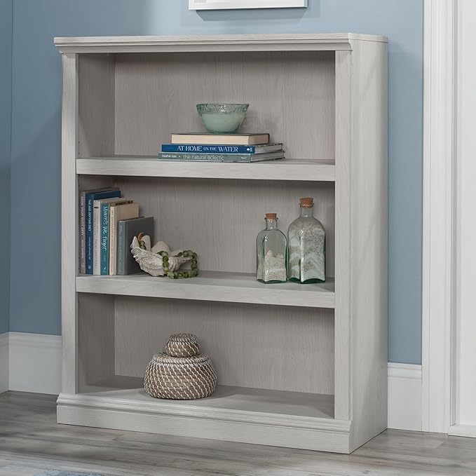 Sauder 3 Tier Book Shelf Wooden Bookcase Multipurpose Bookshelf for Home Office, Living Room, in Glacier Oak