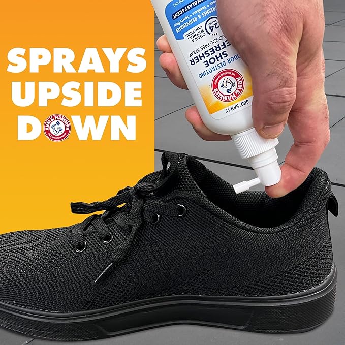 Arm & Hammer Shoe Refresher Spray, Odor Eliminator for Sneakers, 24 Odor & Wetness Control, Aerosol-Free Shoe Deodorizer Spray, Ocean Blast Scent, 3.4 oz
