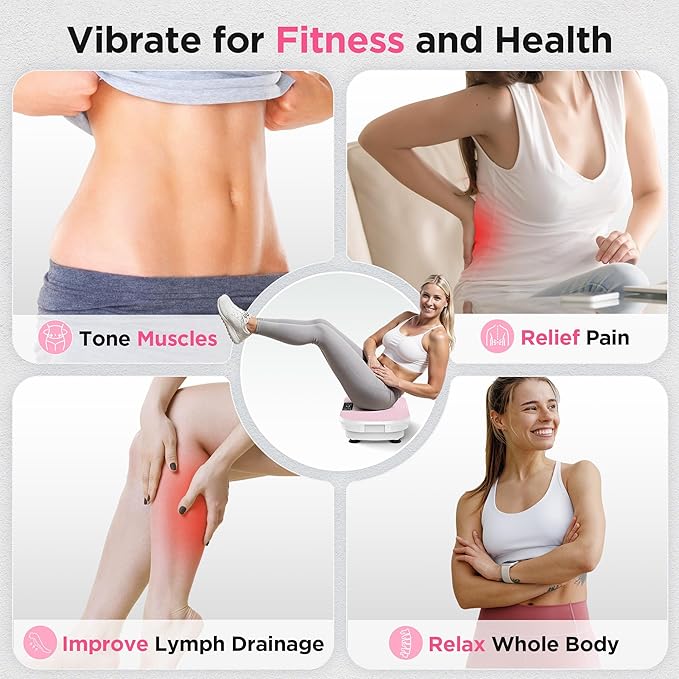 FEIERDUN Vibration Plate Exercise Machine, Vibration Plate for Lymphatic Drainage, Power Plate Vibration Platform for Weight Loss, Toning & Wellness