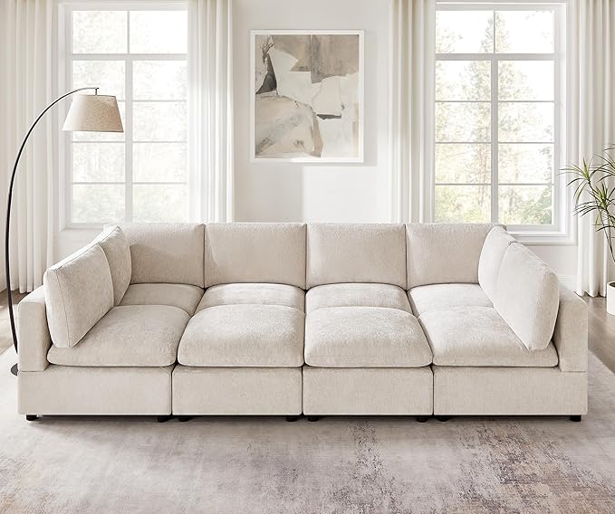 Modular Sectional Sofa, Convertible Sofa Couch Modular Sofa with Ottoman, Sectional Sofas for Living Room Small Apartments