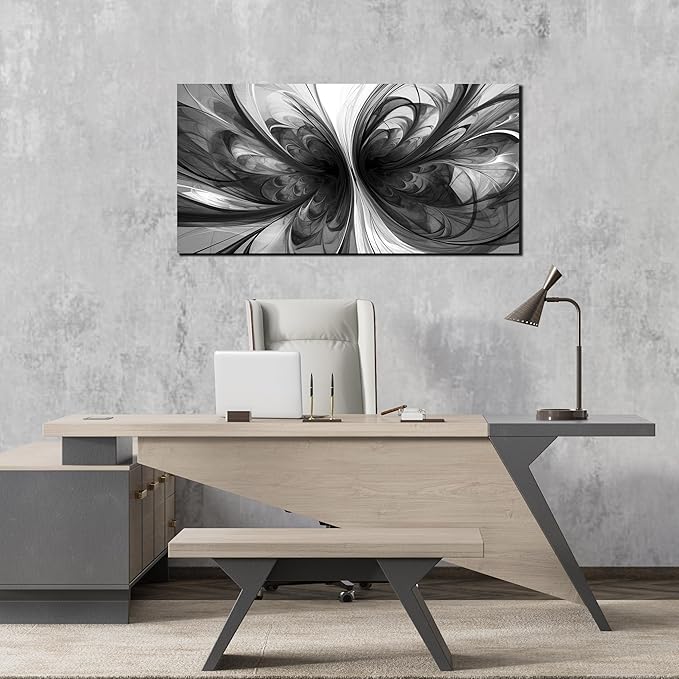 Abstract Wall Art for Living Room Black and White Pictures Wall Art Bedroom,Home Office Wall Decor 20 x 40 Inch