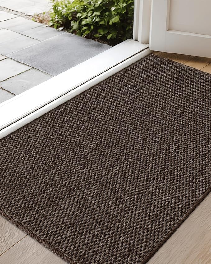Color&Geometry Door Mat 17"x29", Front Door Mat Indoor Rugs for Entryway, Non Slip Washable Low-Profile Inside Doormat, Entry Mat Entry Rug Door Mats Indoor Entrance, Brown (Rolled-up NO Creases)