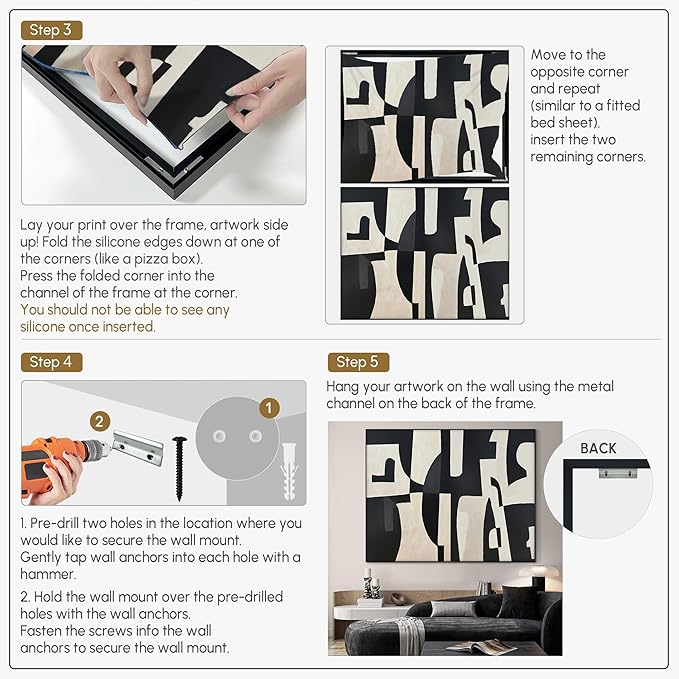 SIGNWIN 60"x72" Extra Large Framed Wall Art Black and White Abstract Geometric Design, Minimalist Modern Print for Home Living Room Bedroom Decor (Frame Assembly Required)