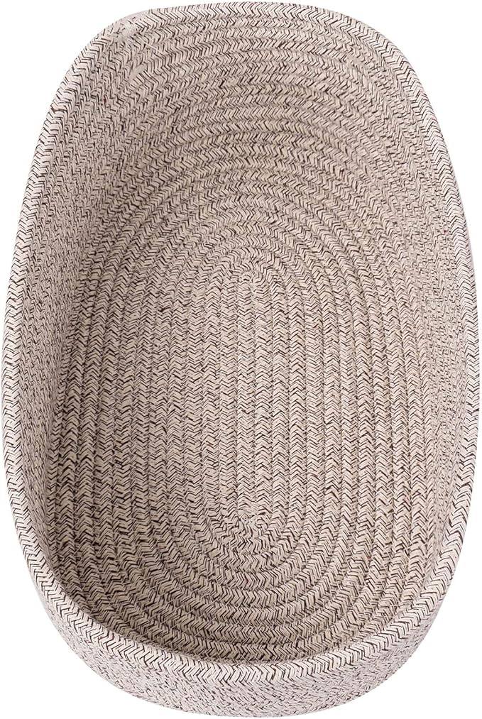 Cute Shelf Basket to Store and Organize Household Items/Baskets&Bins for Daily Storage &Organizing/Woven Rope Basket for Living Room, Playroom/Small Oval-13x8.66x5.11’’,3 Packs Light Brown