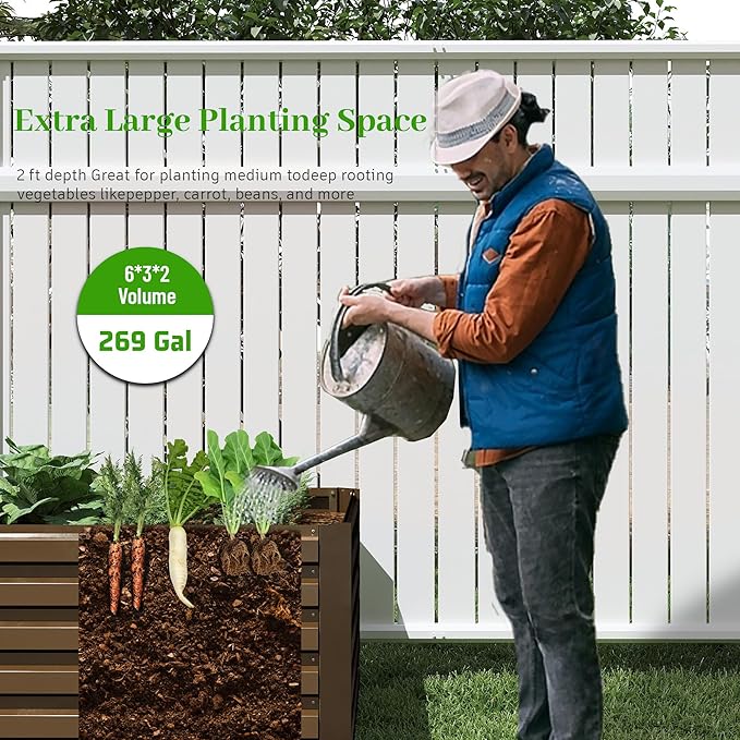 6x3x2 ft Raised Garden Bed, Large Metal Planter Raised Beds, Planters for Outdoor Plants for Vegetables, Flowers, Herbs, Fruits, and Succulents.(4 Pcs)