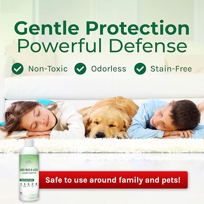 Lice and Bed Bug Laundry Additive - Environmentally Responsible, Odorless, and Stain-Free Liquid Laundry Treatment - Safe for Children and Pets - Any Water Temperature (32 Fl Oz)