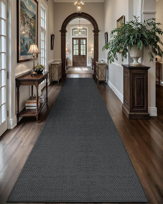 Color&Geometry Door Mat 3'x10' Runner Rug with Rubber Backing, Non Slip Washable Hallway Rug, Carpet Runners for Hallway Living Room Bedroom, Grey (Rolled-up NO Creases)