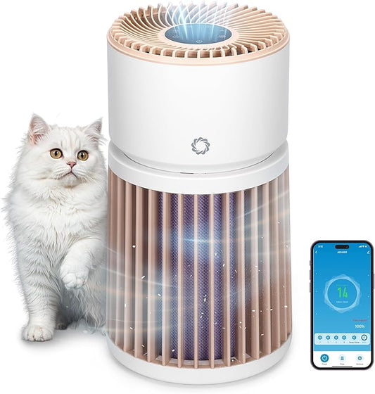 Airthereal Pet Air Purifier with Odor Eliminate H13 Purple Filter - Air Cleaner for Pet Hair, Dander, Cat Urine Odor, Dust, Smoke - Integrated PM 2.5 Air Quality Sensor, 360°Air Intake, AGH400-PET