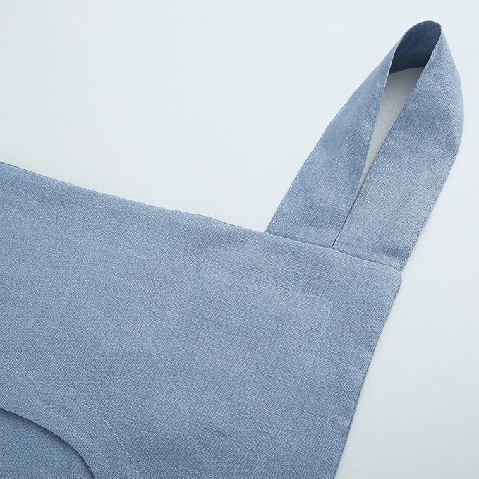 Amazhiyu 100% Linen Door Hanging Laundry Hamper Bag, 19x27 Inches, Steel Blue