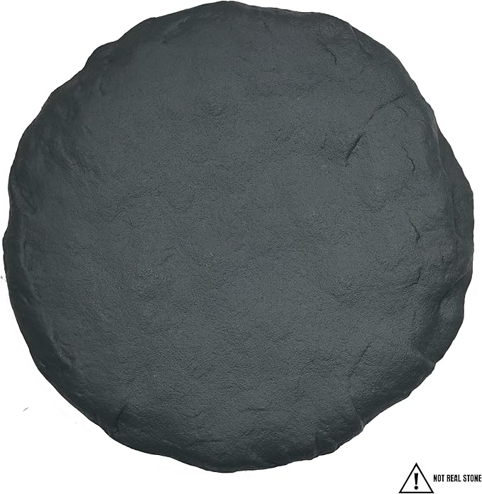 Ei Circular 15.5” Stepping Stones with Ground Stakes - Home or Garden Step Stones for Outdoor Walkway or Pathway Pavers - Resin Material (8, Slate Grey)