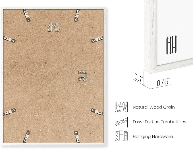 HAUS AND HUES White Oak Wood 8.5x11 Picture Frame - Modern Wood Wall Art Display - Lightweight 8.5x11 Certificate Frame - Ready-to-Hang Vertically & Horizontally for Art Prints, Photos, Posters