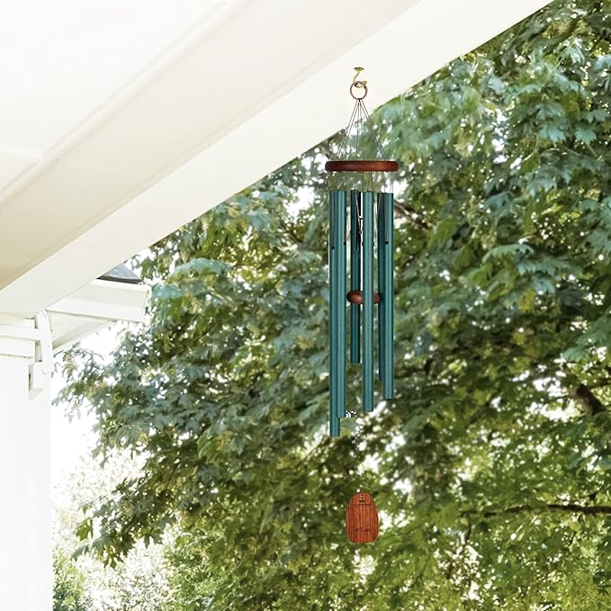 Woodstock Wind Chimes for Outside, Garden, Patio, Porch and Outdoor Decor (32") Pachelbel Canon Chime Green Wind Chime Gifts (PCCG)