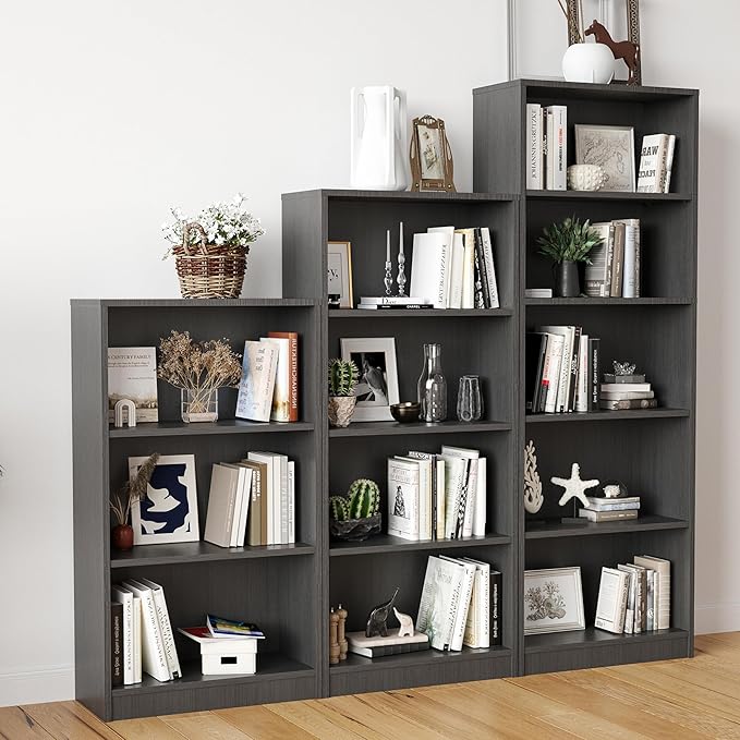 Bookshelf, Open Modern Bookshelf, 5 Shelf Bookcase with Freestanding Display Storage, Wooden Book Shelf for Bedroom, Living Room, Dinning Room, Office, Dray