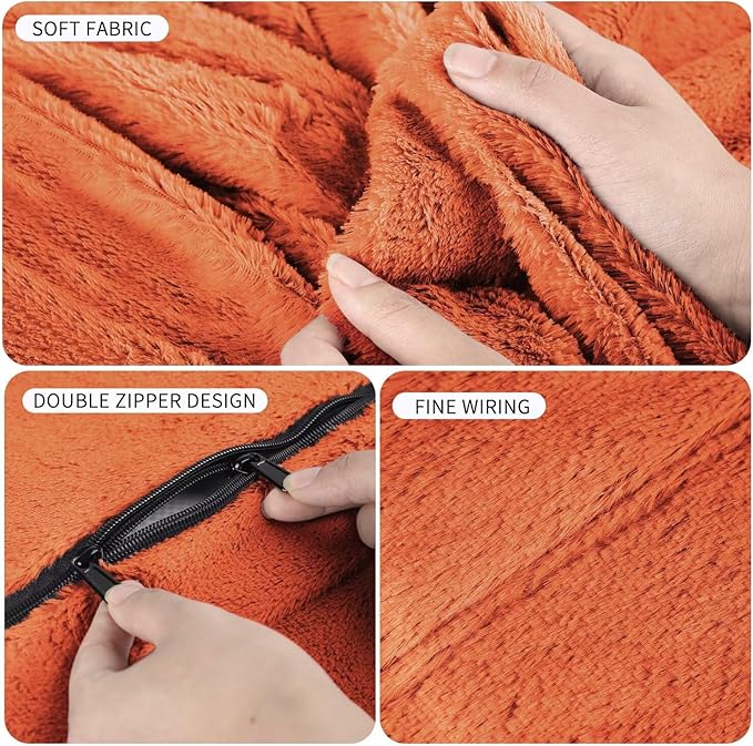 Bean Bag Chair for Adults 6FT,Soft Removable Cover for Teens/Girls Bedroom,Fluffy Giant Round Floor Beanbag Lounger Chairs (No Filler,Orange)