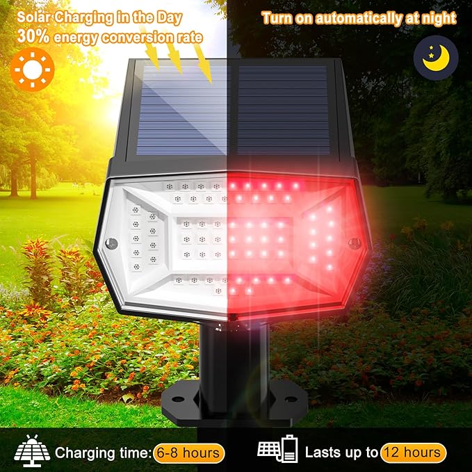 Fabrito Solar Color Changing Lights Outdoor, 9 Color Modes Landscape Spotlights, Dusk to Dawn Solar Powered Spot Lights for Outside, Solar Garden Lights for Yard, Pathway, Tree 4 Pack (Multicolor)