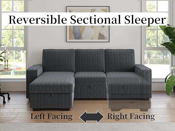 91-inch Reversible Sectional Sleeper