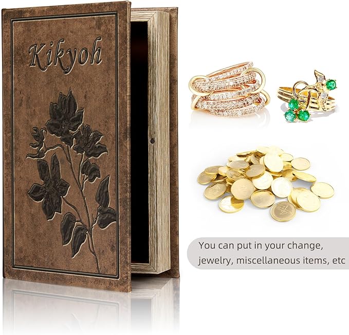 Decorative Book Box - Vintage Fake Book Storage Box for Home Décor, Secret Hollow Hidden Compartment (10x6.75x1.95 Inch) - Unique Shelf & Coffee Table Decor for Home,Graduation Gift,Birthday Gift Idea