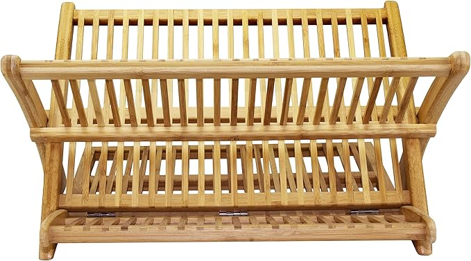 Totally Bamboo Eco Collapsible Dish Drying Rack, Natural Bamboo
