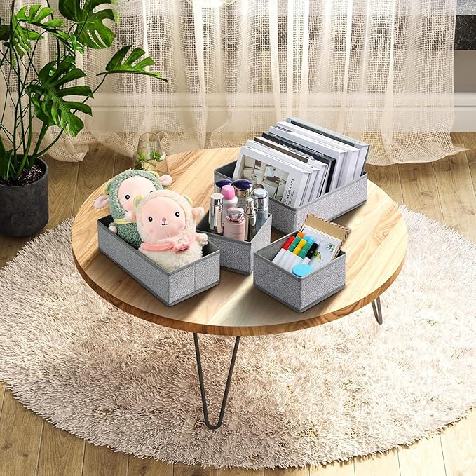 DIMJ Drawer Organizer Clothes 15 Pack - Foldable Baby Organizers and Storage & Dresser Organizer for Bedroom, Closet - Nursery Organization Dresser Dividers for underwear Sock Bra Belt Tie, Gray