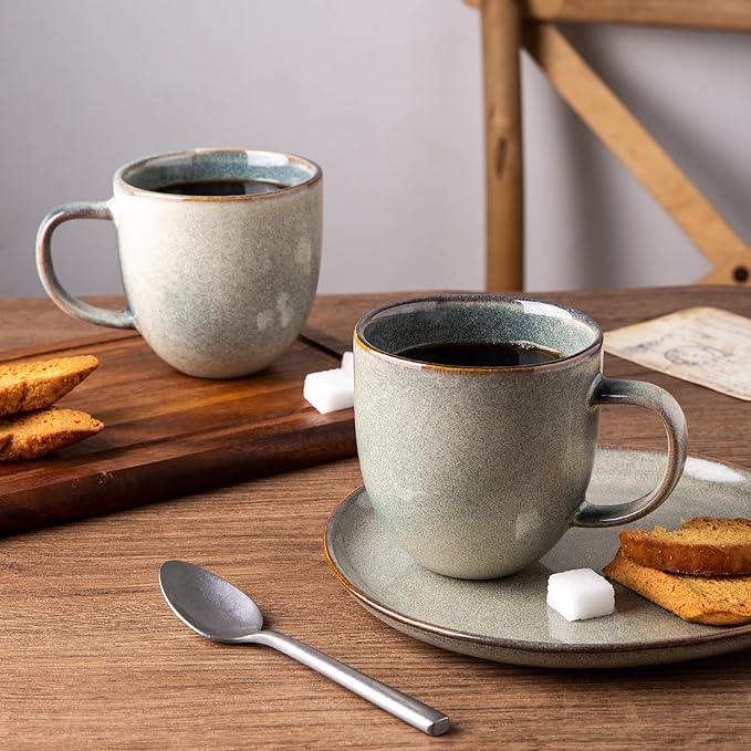 AmorArc 12oz Coffee Mugs, Ceramic Coffee Mugs set of 6 for Man, Woman, Dad, Mom, Modern Coffee Cups with handle for Latte/Cappuccino/Milk/Cocoa. Dishwasher&Microwave Safe, Reactive Glaze