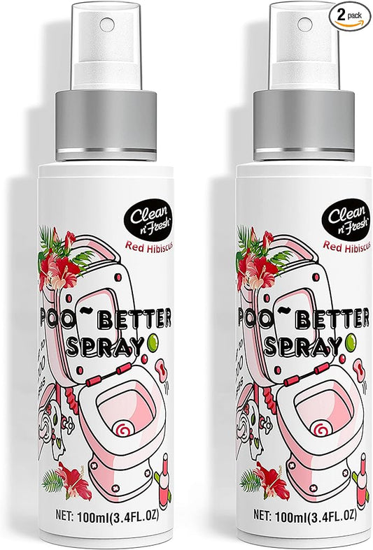 Clean-n-Fresh Toilet Spray 6.8 Oz, Hibiscus Scent, Bathroom Odor Deodorizer, A Great Air Freshener for Room, Home, Travel Size, Up to 400+ Uses, 2 Pack