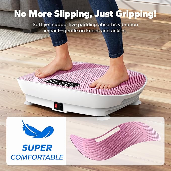 MERACH Slim Vibration Plate Exercise Machine, Vibration Plate for Lymphatic Drainage Weight Loss, Vibrating Plate with Real-Time Calorie Tracking on LED Display, Workout Equipment for Home Women Men