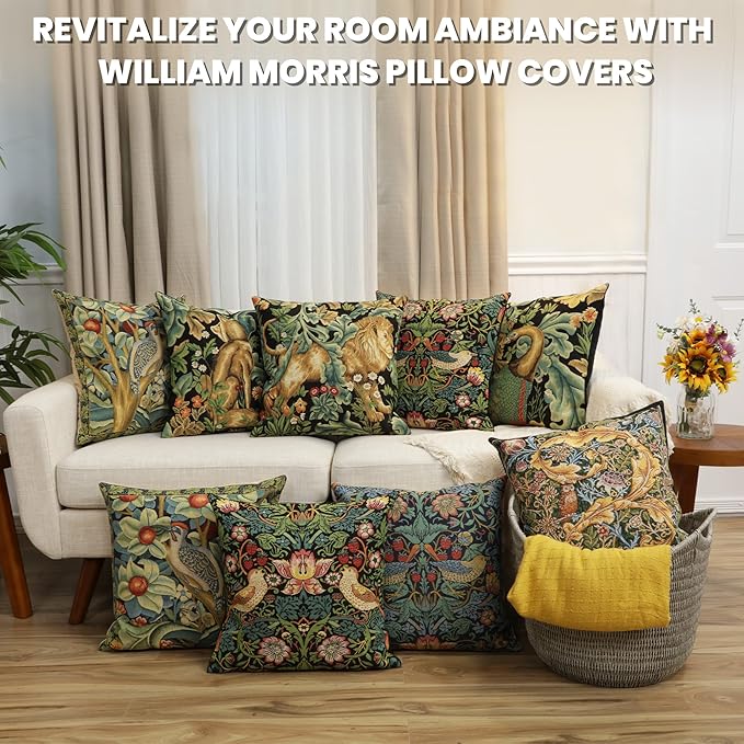 Charlotte Home Furnishings Throw Pillow Covers, Decorative Boho Pillow Covers for Couch, Living Room, Black Owl Square Cushion Cases 18x18 in, European Cotton Jacquard Woven for Cozy Bedroom Decor