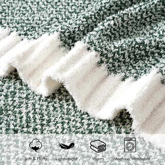 MIULEE Green Super Soft Throw Blanket for Bed, Twin Size Cozy Fluffy Warm Blankets Knit Blankets for Couch, Sofa, Chair, Living Room, Camping, Picnic, 60 x 80 inch