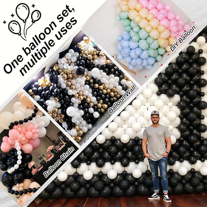 Black and Silver Linking Balloons, 100PCS 6 Inch Small Metal Silver Link Balloons for Making Balloon Wall Heart Arch, Quick Linked Balloon for Wedding Birthday Baby Shower Graduation Party Decorations