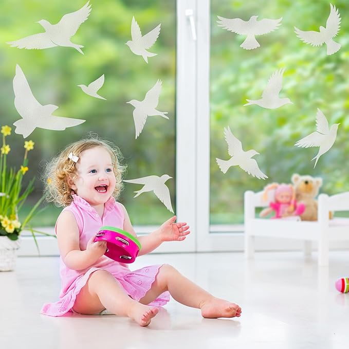 9 Sheets Bird Window Clings, Protect and Save Bird Strikes Window Stickers, Glass Door Stickers Decals, Stop Birds Flying into Windows Accessories Home Decorations