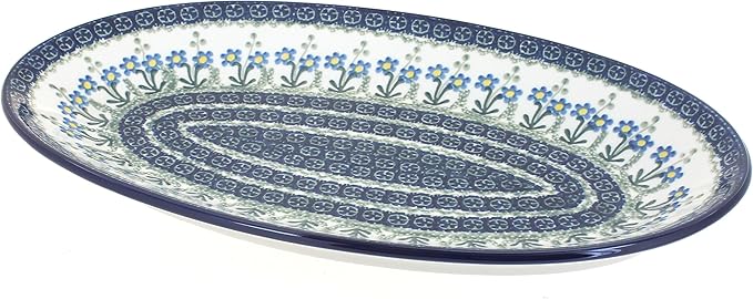 Blue Rose Polish Pottery Blue Posy Oval Platter