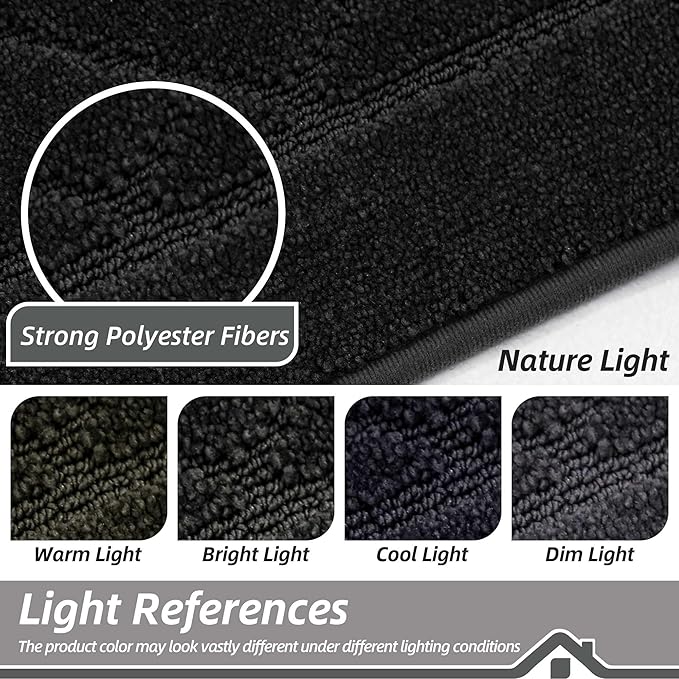 BEQHAUSE Dirt Trapper Door Mat 24" x 60", Doormat Non-Slip Entryway Rugs Washable, Dog Door Mat Stain Resistant and Absorbent Welcome Floor Mat for Front Back Door, Muddy Wet Shoes & Paws, Black