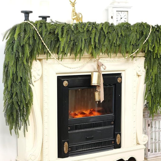 5FT Christmas Norfolk Pine Garland -1PCS, Artificial Pine Needles Garlands Faux Greenery Fake Garland for Holiday Fireplace,Table,Window,Stairs,Mante,Indoor Outdoor Decor