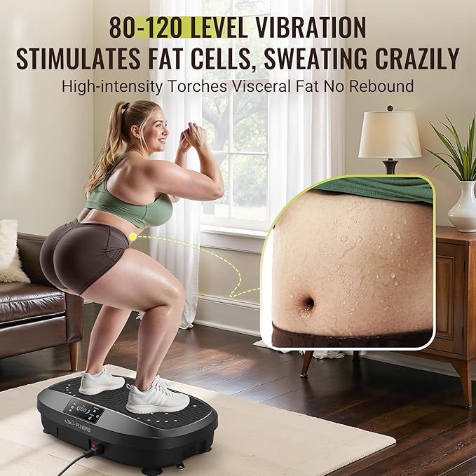 FLYBIRD Vibration Plate Exercise Machine, 120 Adjustable Speed High Intensity Vibration for Muscle Toning Weight Loss Lymphatic Drainage, Full Body Workout Vibration Plate Ideal for Fitness & Recovery