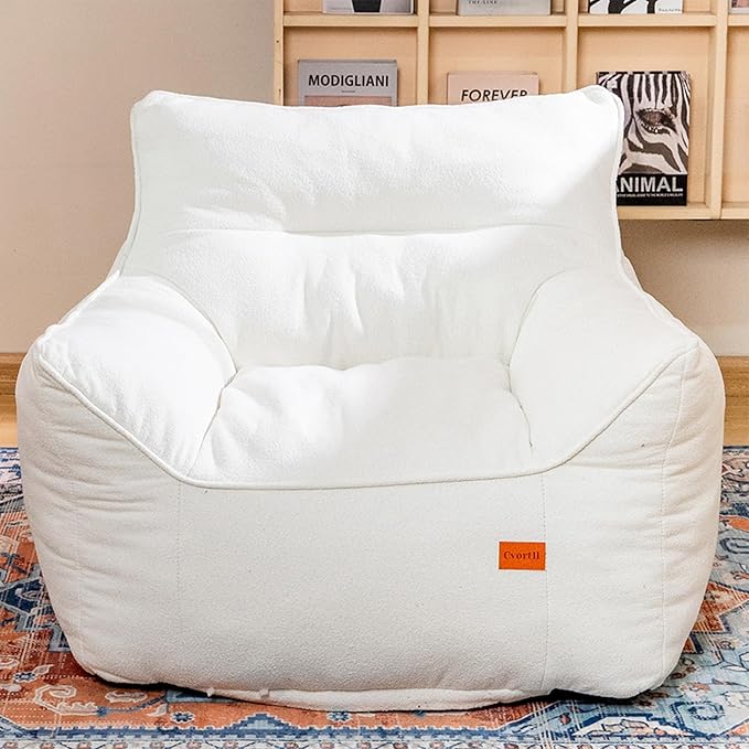 Bean Bag Chair with Filler, Bean Bag Sofa Chair with Tufted Soft Armrests Plush Lazy Sofa Comfy Chair,Large BeanBag Chair for Adults in Livingroom, Bedroom