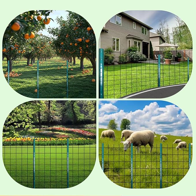 ARIFARO Fence Posts 3 Feet Sturdy Duty Metal Fencing Poles, Pack of 16, No Dig Garden U Post for Wire Fencing Steel Post for Yard, Outdoor Wire
