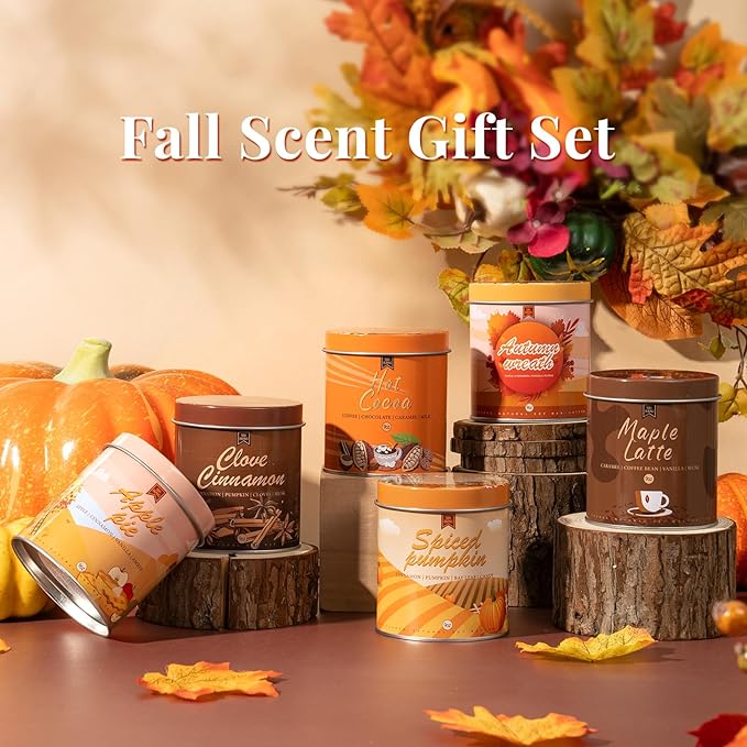 Set of 6 Fall Scented Candles 9 oz Aromatherapy Non Toxic Soy Wax Birthday Candles for Halloween Christmas Easter, Birthday Gifts for Women Men Back to School Gifts for Students, 6 Warmful Scents