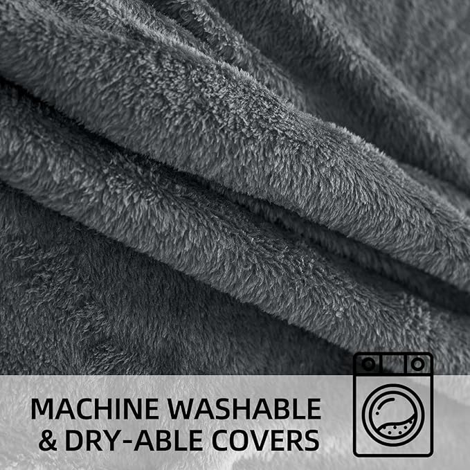 Bean Bag Chair 5Ft, Memory Foam Filled, Large Beanbag Chairs for Adults and Teens, Soft Sofa with Removable Flannel Cover, Round Couch for Living Room Bedroom College Dorm (Dark Gray, 5FT-60×60"×24")