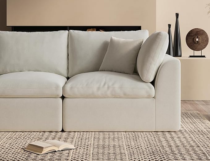 78.9" Loveseat Sofa, Cloud Boneless Couches for Living Room, Modern Modular Sectional Sofa, Oversized, Warm White