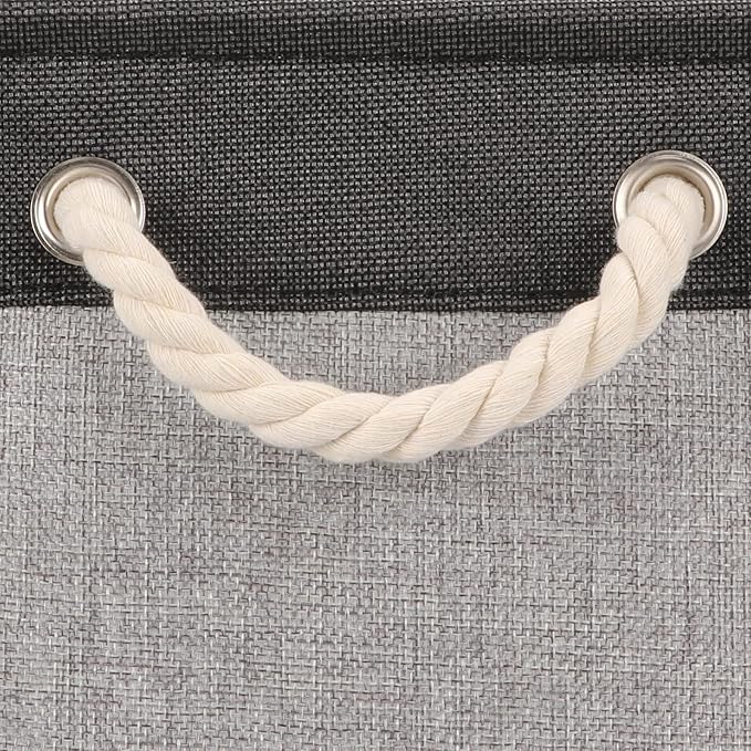 Bidtakay Fabric Storage Baskets with Handles [2-Pack] Large Canvas Organizer 16" X 11.8" X 11.8" Foldable Tall Baskets Rectangular Gift Basket Decorative Storage Bins for Closet, Home(Black&Grey)